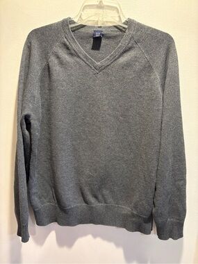 GAP Men’s Large Charcoal Gray V-Neck Cotton Wool Sweater Pullover L